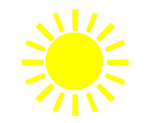 Flat style cartoon design illustration of sun, solar system planet. sunrise, sunset, heat, yellow.