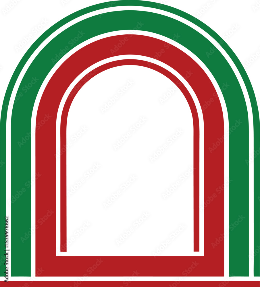 Aufkleber geometric archway design with red and green elements suitable for creative projects