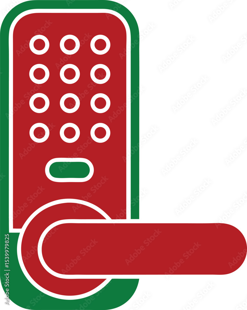 Poster modern digital smart lock with keypad and handle vector illustration