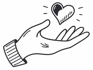 Obraz premium Creative Simple Line Icon Of A Hand Holding A Heart Repre Symbol
