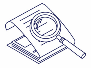Elegant Minimal Line Art Icon Of A Magnifying Glass Over A Design