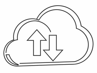 Minimalist Minimal Line Icon Of A Cloud With Upload And Down Icon