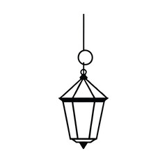 Detailed vector design of a hanging wrought iron lantern with intricate details
