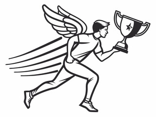 Minimalist Minimal Vector Icon Of A Runner With Motion Lines Vector