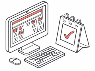 Obraz premium Modern Minimalist Vector Icon Showing A Desktop Computer Symbol