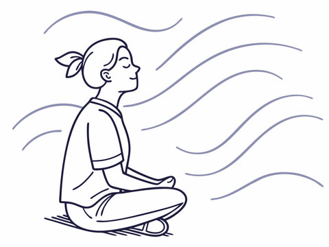 Modern Simple Line Icon Of A Person Practicing Breathing Vector