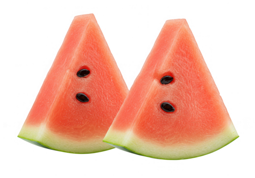 Two watermelon slices isolated on transparent background