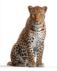 Obraz premium Full Body Studio Portrait of a Realistic Sitting Leopard