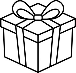 Gift Box Icon Line Art Vector Illustration With White Background