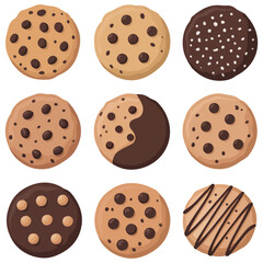 Variety of sweet cookies set vector isolated white background