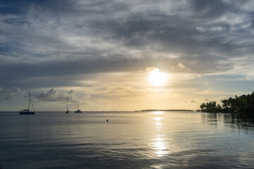 Naklejka premium Sunset Over Tahaa Island, French Polynesia