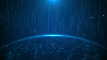 Earth Rotating Space Financial Charts Figures. Abstract. Futuristic Business Technology, Artificial intelligence, IOT technology in space, earth rotating, Global communication Network technology 3D 4K - Powered by Adobe