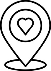 Location Pin With Heart Icon Line Art Vector Illustration