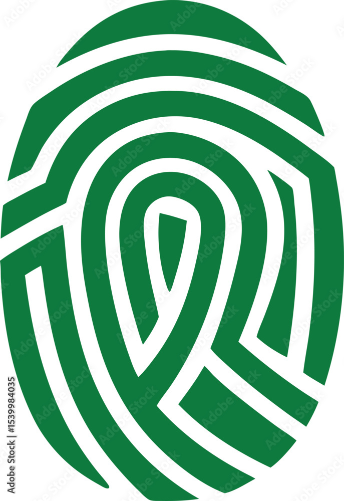Poster green ai fingerprint symbolizing artificial intelligence and neural learning technology
