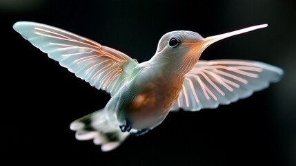 Hummingbird in Flight: Wings, Feathers, Nature
