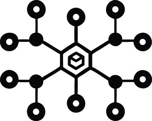 Black silhouette design illustrating a decentralized interconnected network concept
