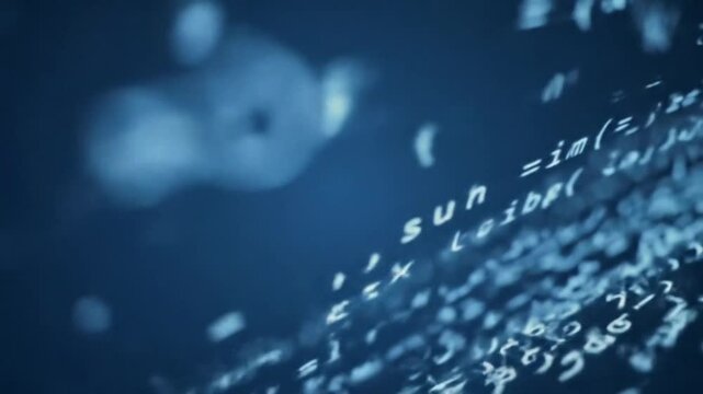 Floating mathematical equations and symbols on a blue background creating an abstract design look - Powered by Adobe