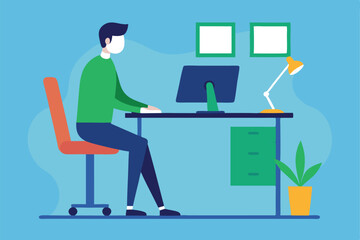 office-employee-setting-up-ergonomic-desk-space--.eps