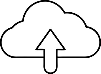 Upload Cloud Icon Line Art Vector Illustration With White Background