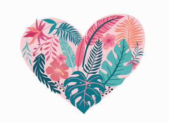 stylized flowers and foliage, in form the heart shape.