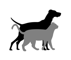 vector illustration of a dog and cat
