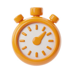 Orange stopwatch icon 3d render in cartoon plastic style minimal isolated on transparent background