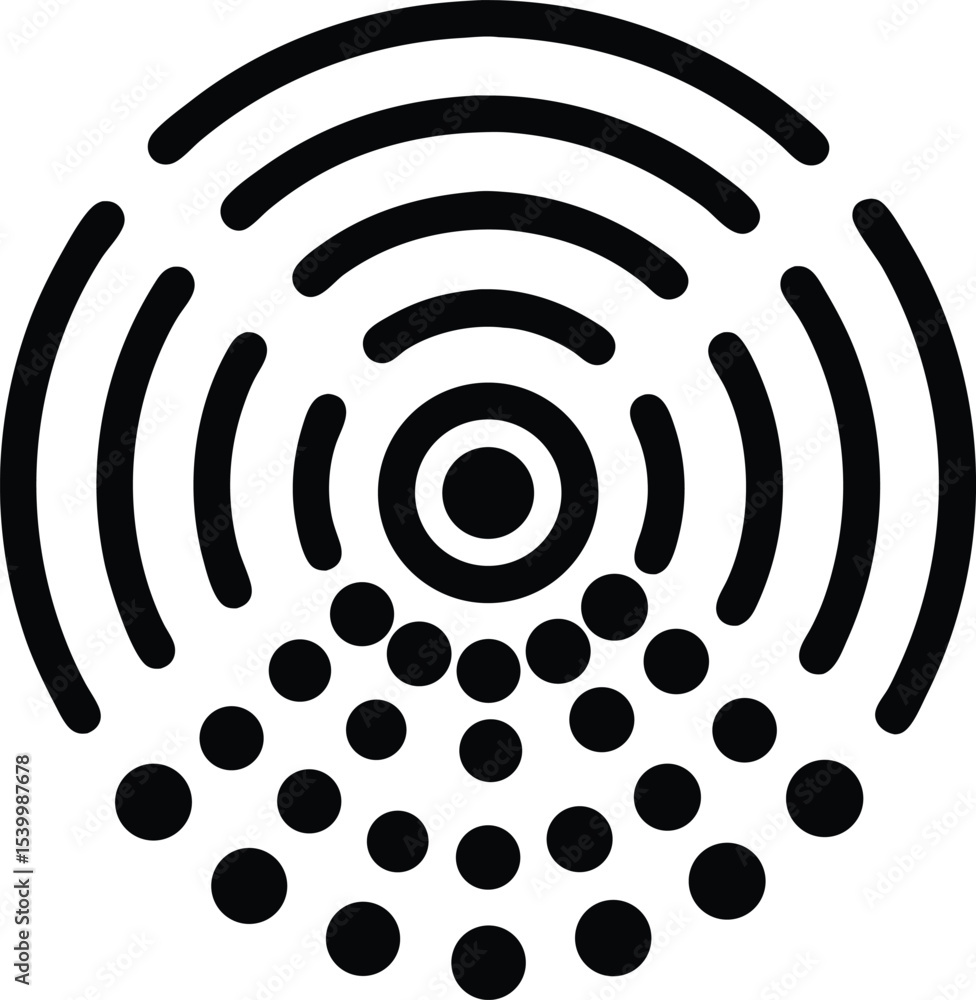 Poster abstract black silhouette design featuring neural network ai intelligence and sensor waves
