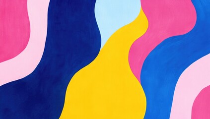 Abstract vibrant wavy shapes in bold colors