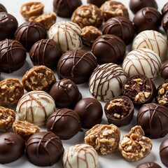 Fototapeta premium Realistic pecan praline with caramel drizzle for dessert design 