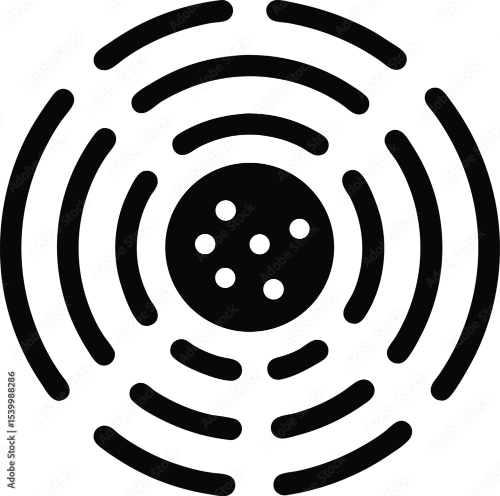 Poster black silhouette design representing connected sensors and radiating waves with futuristic themes