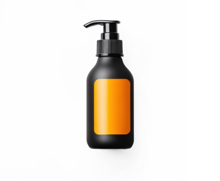 Sunscreen in Black Bottle on Transparent Background