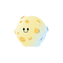 Cute Moon character. Cartoon satellite of Earth. Space Object from Solar System. Vector illustration