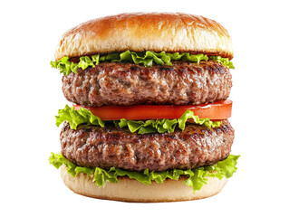 Double patty hamburger isolated