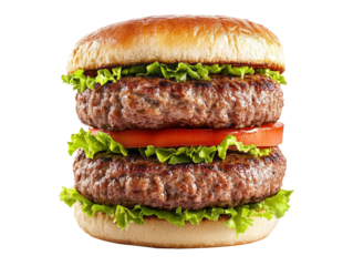 Double patty hamburger isolated