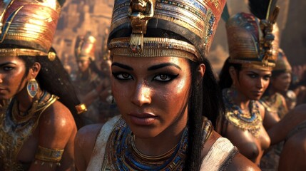 A grand banquet in Pharaoh's court with music, dancers, and luxurious food 