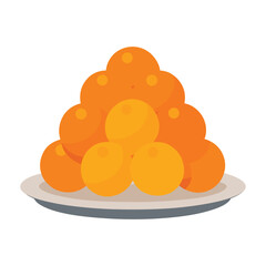 orange on a plate Vector icon isolated on white background