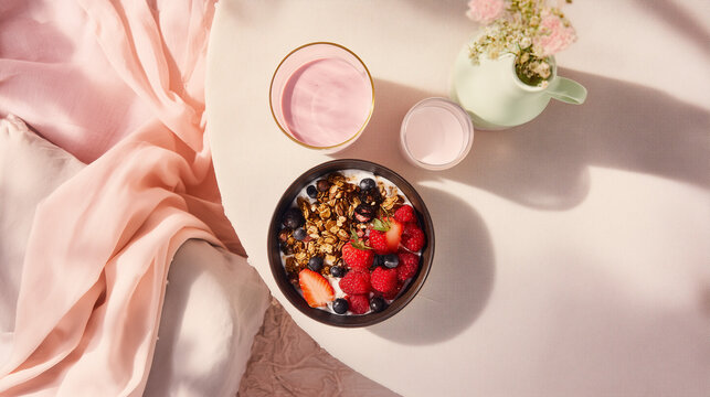 Pastel Morning: Berry Bliss and Wellness Ritual