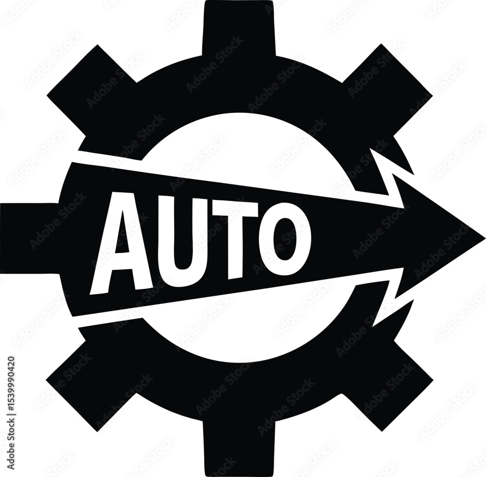 Poster silhouette of simple gear element illustrating ai and automation concepts for technological designs