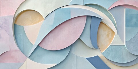 Abstract layered shapes in pastel colors