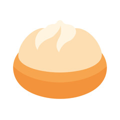 Bao buns filled with savory pork and herbs Vector illustration