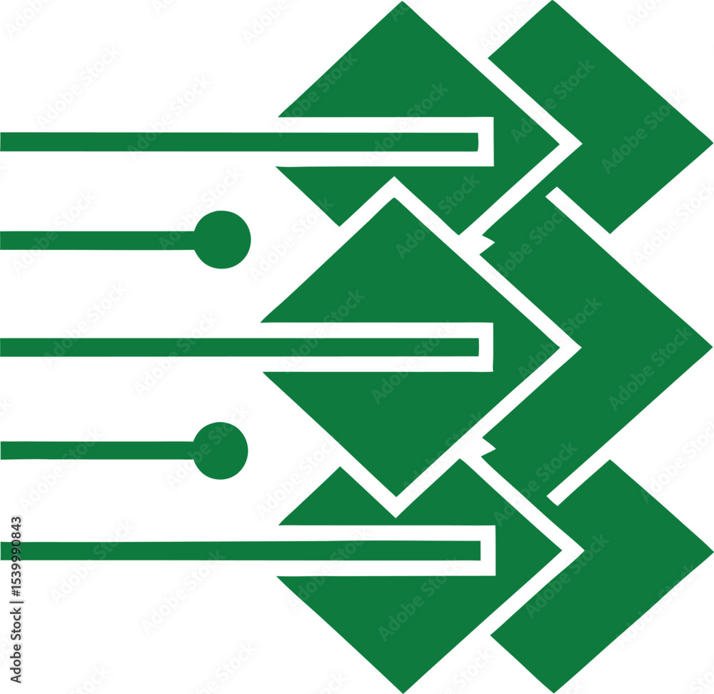 Poster abstract green ai brain shape with transparent design elements
