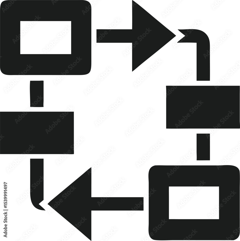 Poster minimalist ai data flow diagram representing neural network processes and learning