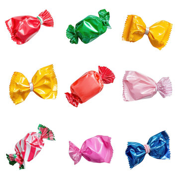 Collection of candy wrapper isolated on white and transparent background