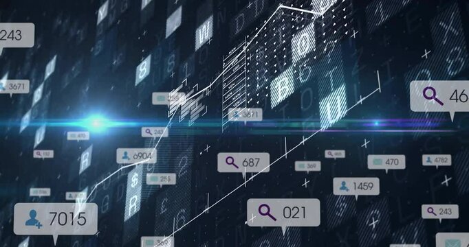 Initiating line appearing, graph oscillating with floating user, search tags, showing search trends