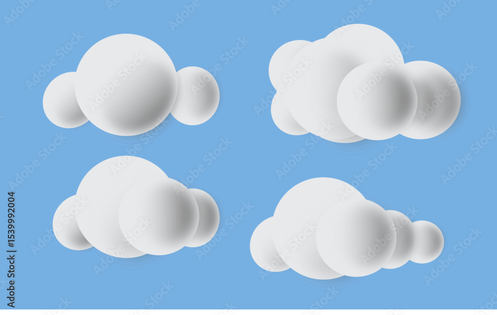 Poster cloud computing concept with stylized paper cut clouds on a blue sky, a vector illustration of a wea