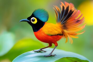 Colorful bird displaying vibrant plumage in tropical forest wildlife photography nature environment close-up view
