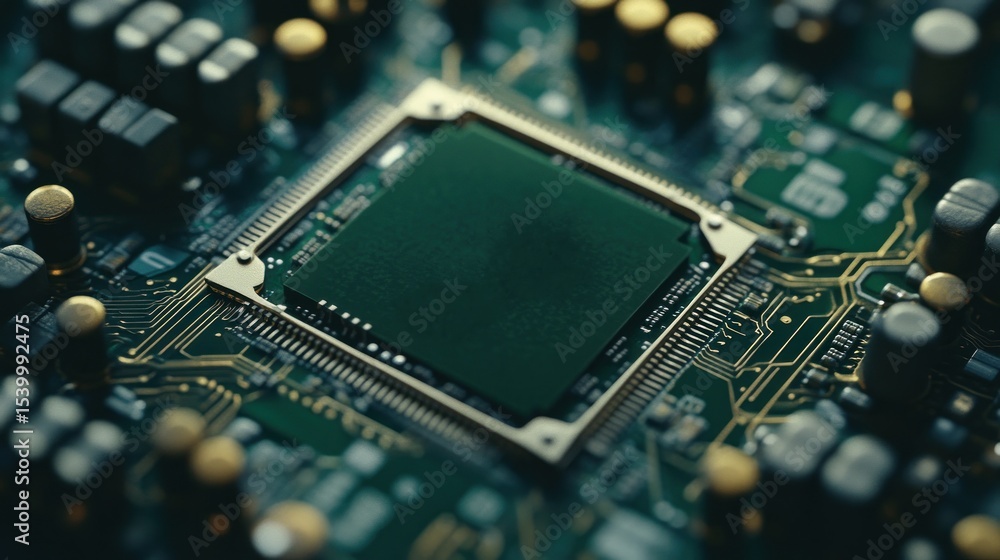 Poster close up of a circuit board processor chip
