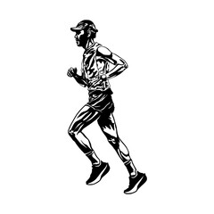 Illustration of a man runner with duotone vector concept. Pop Art Runner Vector Illustration.