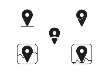 Modern location map pin icon set. Concept of global coordinate, dot, needle tip, ui. Flat style trend modern brand graphic design on white background 