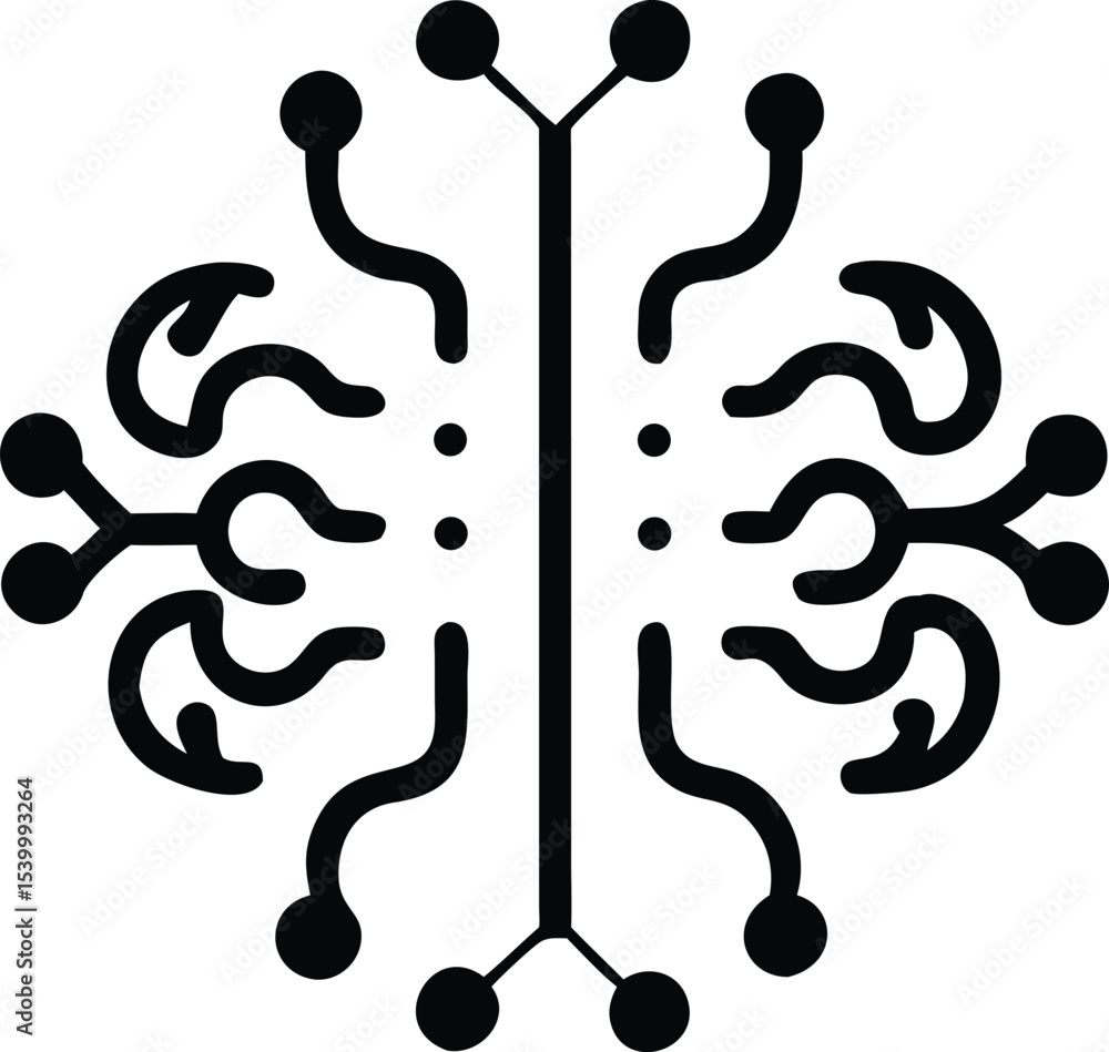 Poster stylized ai brain silhouette with glowing effect representing artificial intelligence